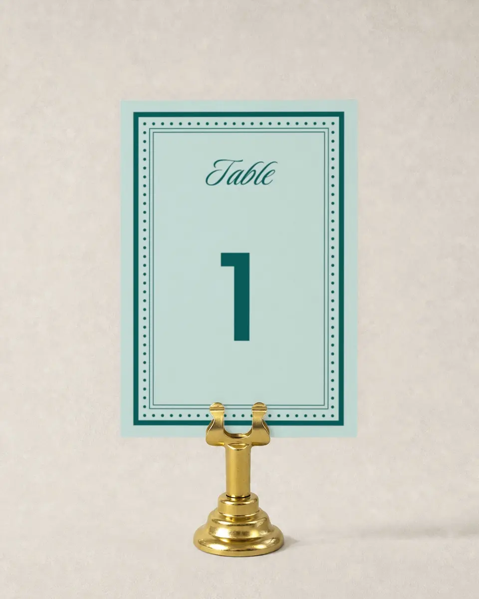 This is a 3½" x 5" Wedding Table Number called Faithful Frame printed in full color