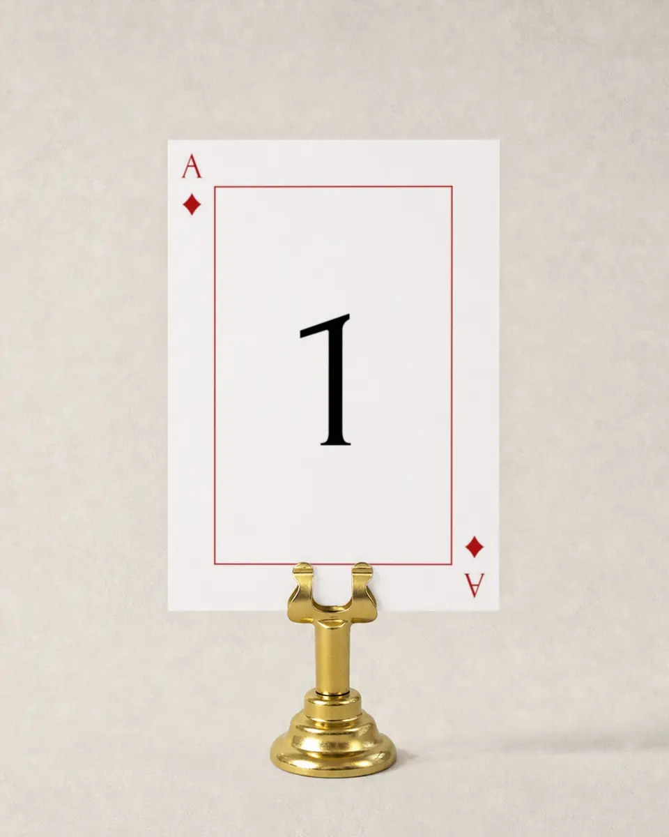 This is a 3½" x 5" Wedding Table Number called Elevated Vegas printed in full color