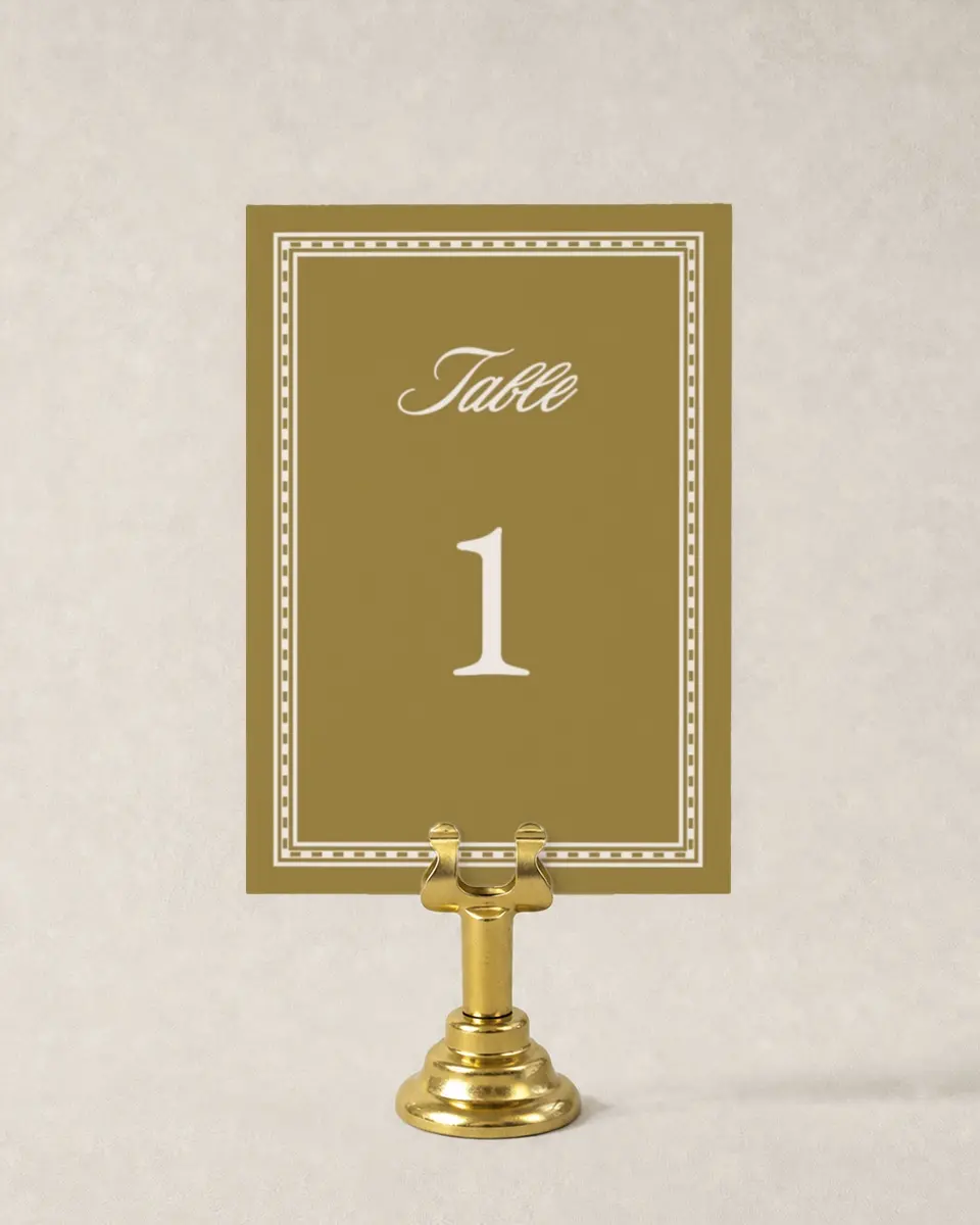 This is a 3½" x 5" Wedding Table Number called The Jillian printed in full color