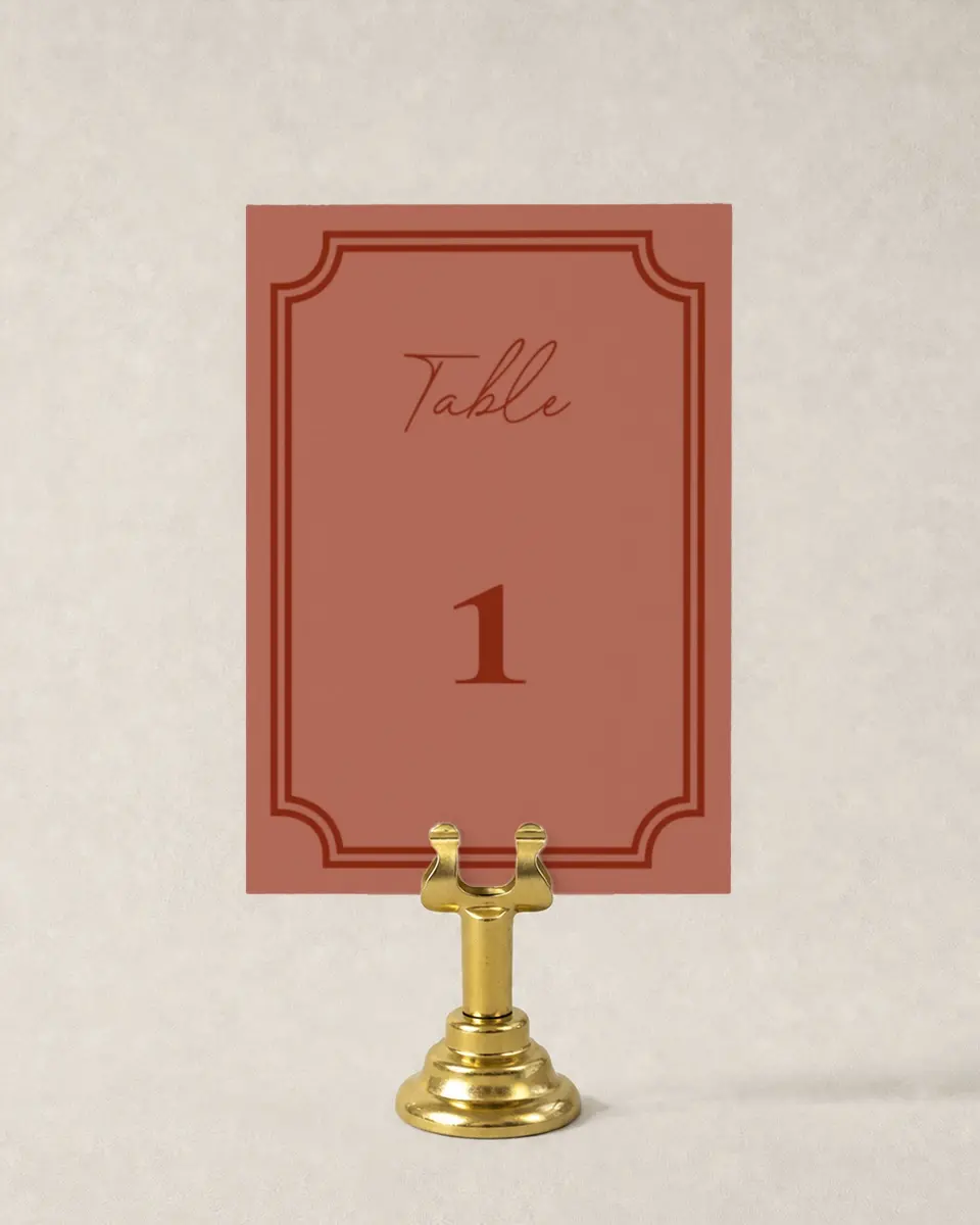 This is a 3½" x 5" Wedding Table Number called The Chelsea printed in full color