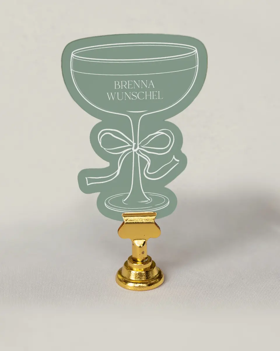 This is a 3" x 4" Wedding Place Card called The Sadie printed in full color on Premium Smooth paper