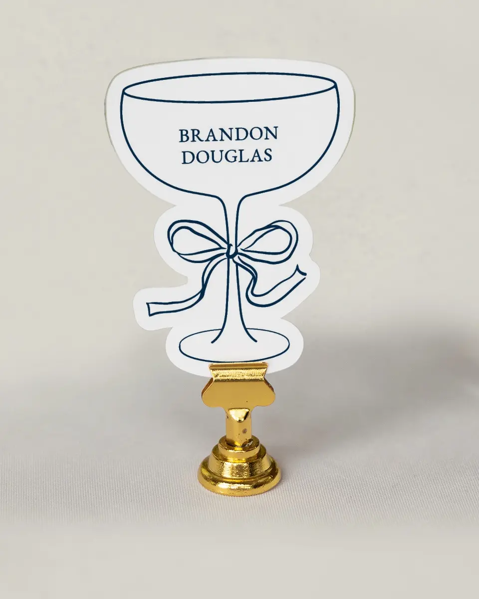 This is a 3" x 4" Wedding Place Card called Heirloom Crest printed in full color on Premium Smooth paper