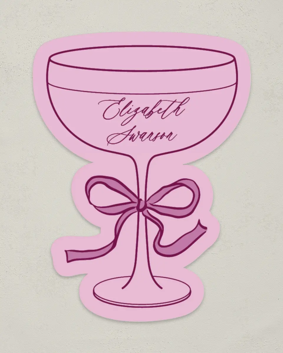 This is a 3" x 4" Wedding Place Card called Coupe Glass printed in full color on Premium Smooth paper