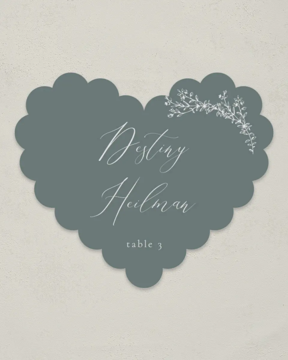 This is a 3" x 3.5" Wedding Place Card called Timeless Order printed in full color on Premium Smooth paper