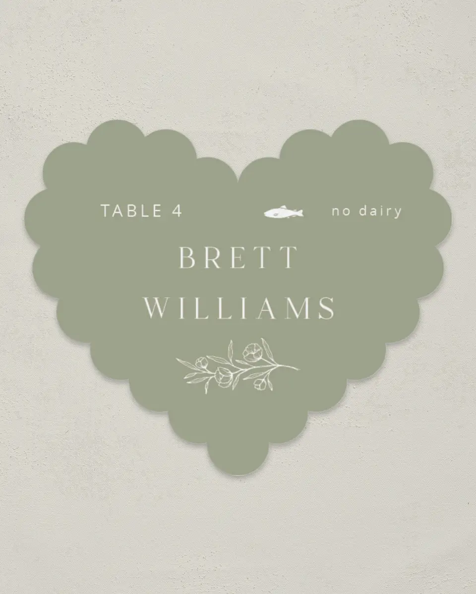 This is a 3" x 3.5" Wedding Place Card called The Jasmine printed in full color on Premium Smooth paper