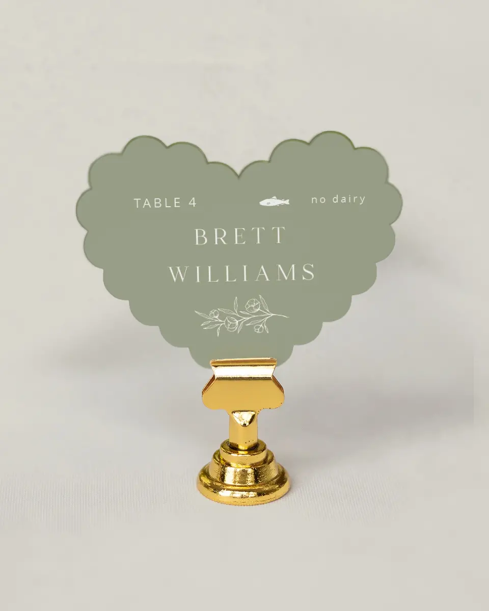 This is a 3" x 3.5" Wedding Place Card called The Jasmine printed in full color on Premium Smooth paper