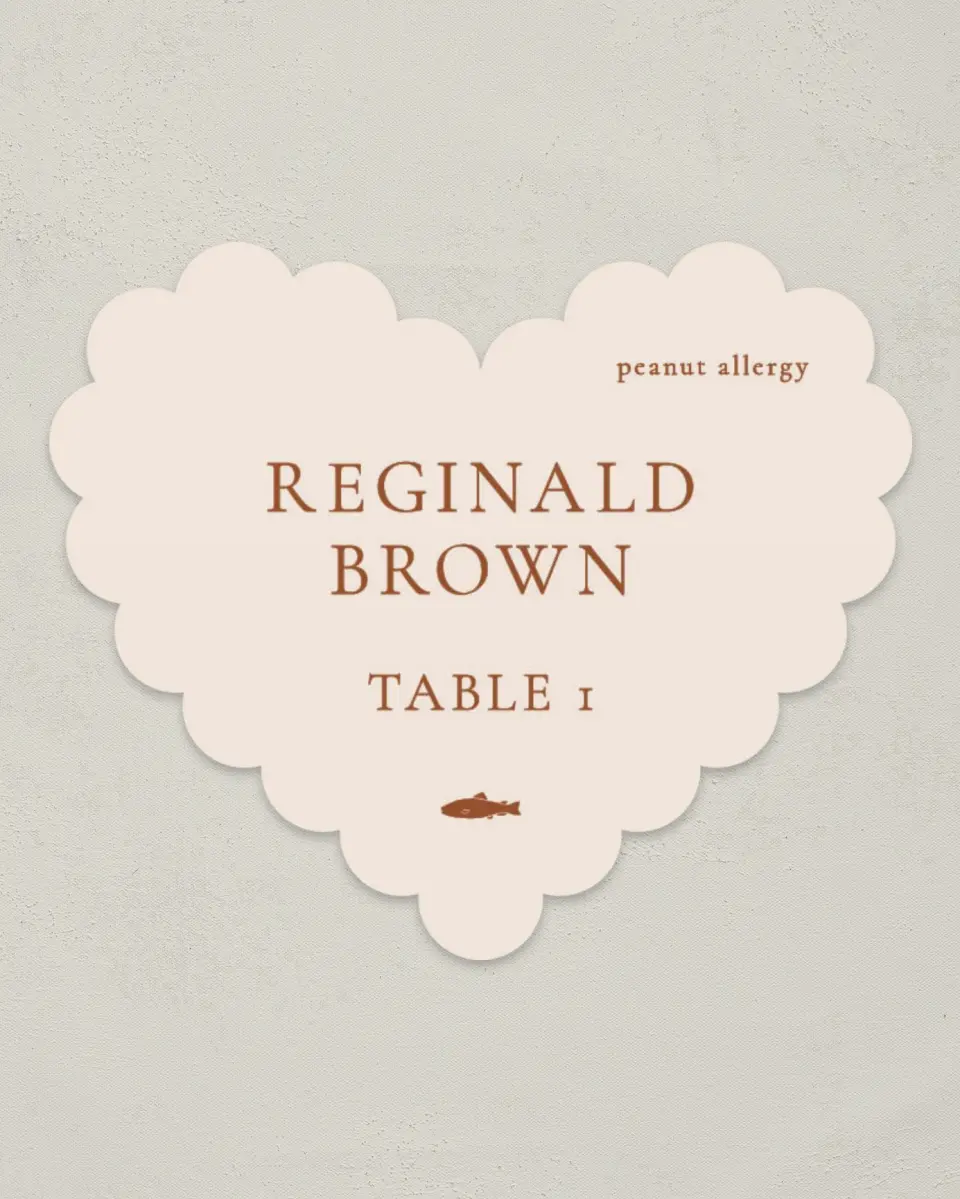 This is a 3" x 3.5" Wedding Place Card called The Kyleigh printed in full color on Premium Smooth paper
