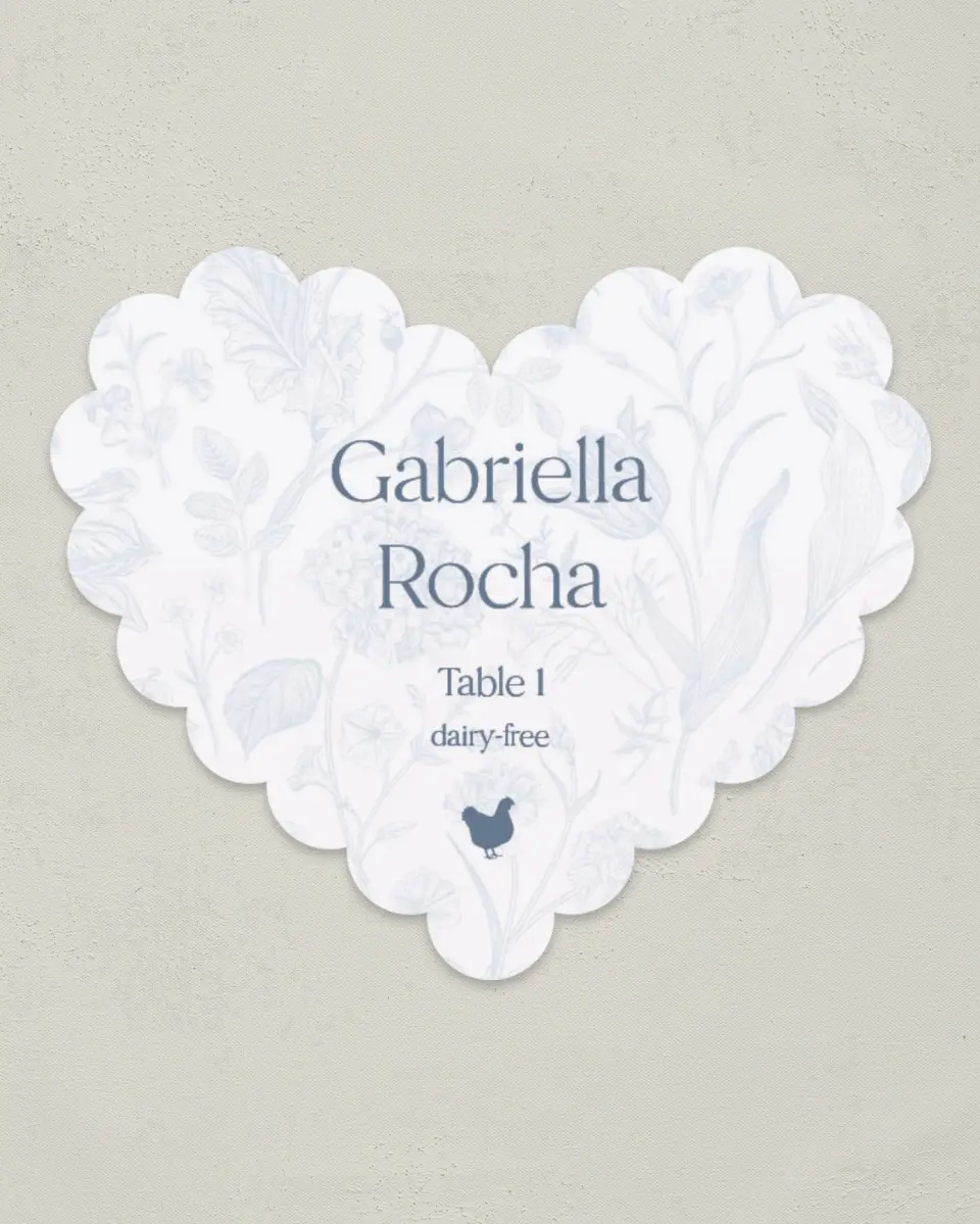 This is a 3" x 3.5" Wedding Place Card called The Gabriella printed in full color on Premium Smooth paper