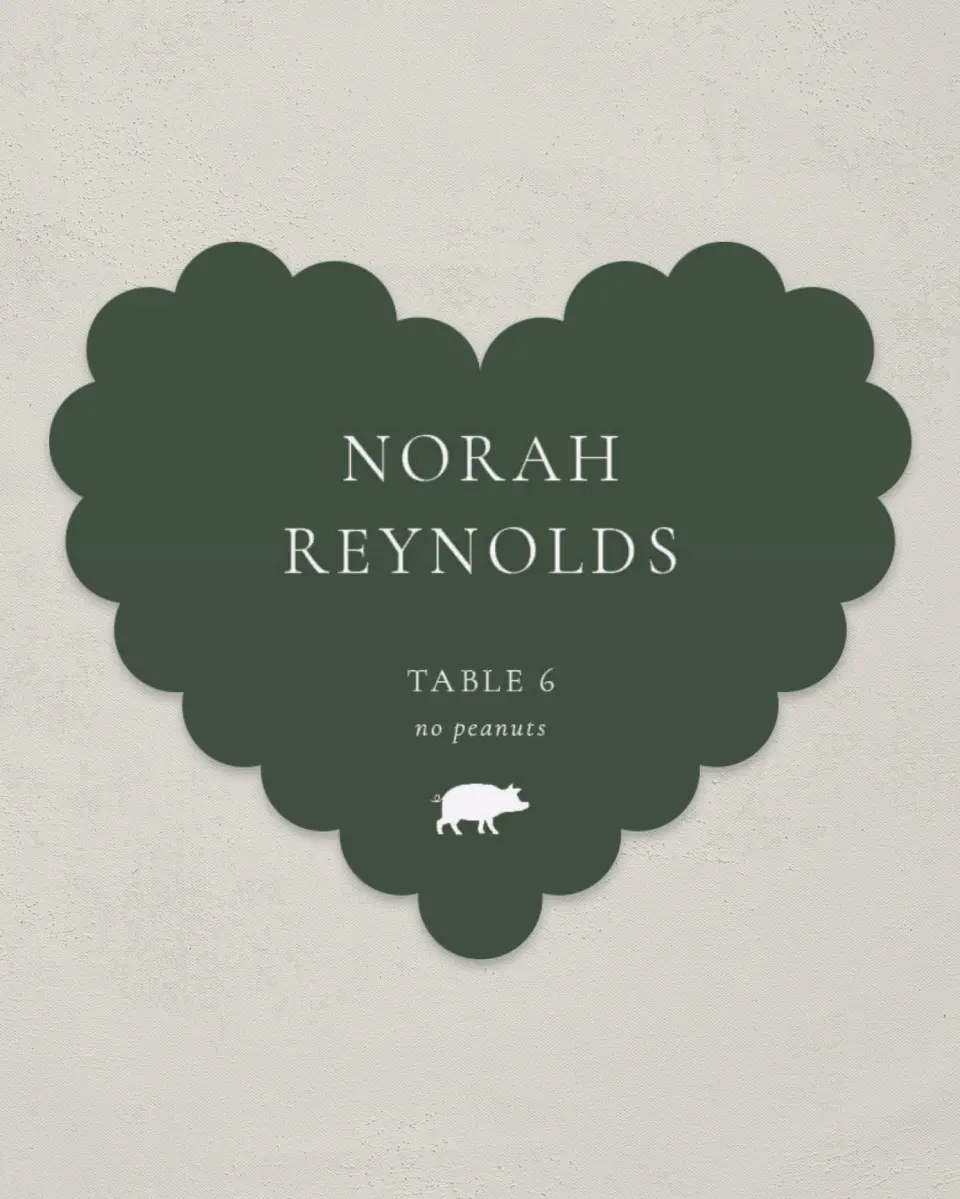 This is a 3" x 3.5" Wedding Place Card called The Adaline printed in full color on Premium Smooth paper