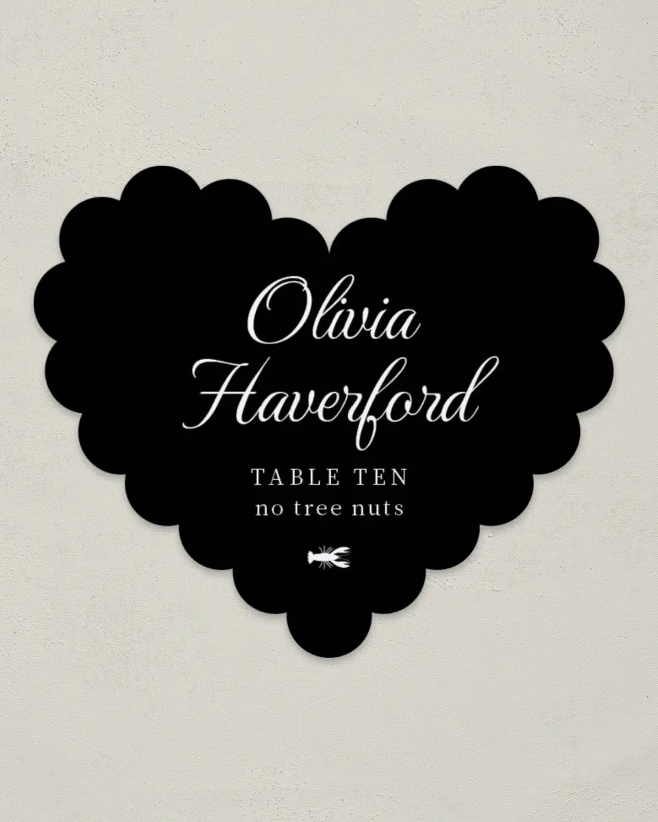 This is a 3" x 3.5" Wedding Place Card called Scarsdale printed in full color on Premium Smooth paper