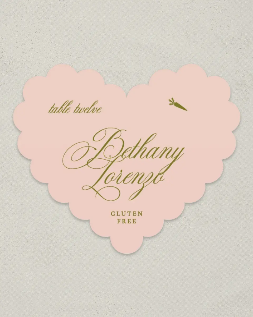 This is a 3" x 3.5" Wedding Place Card called Love Off Script printed in full color on Premium Smooth paper