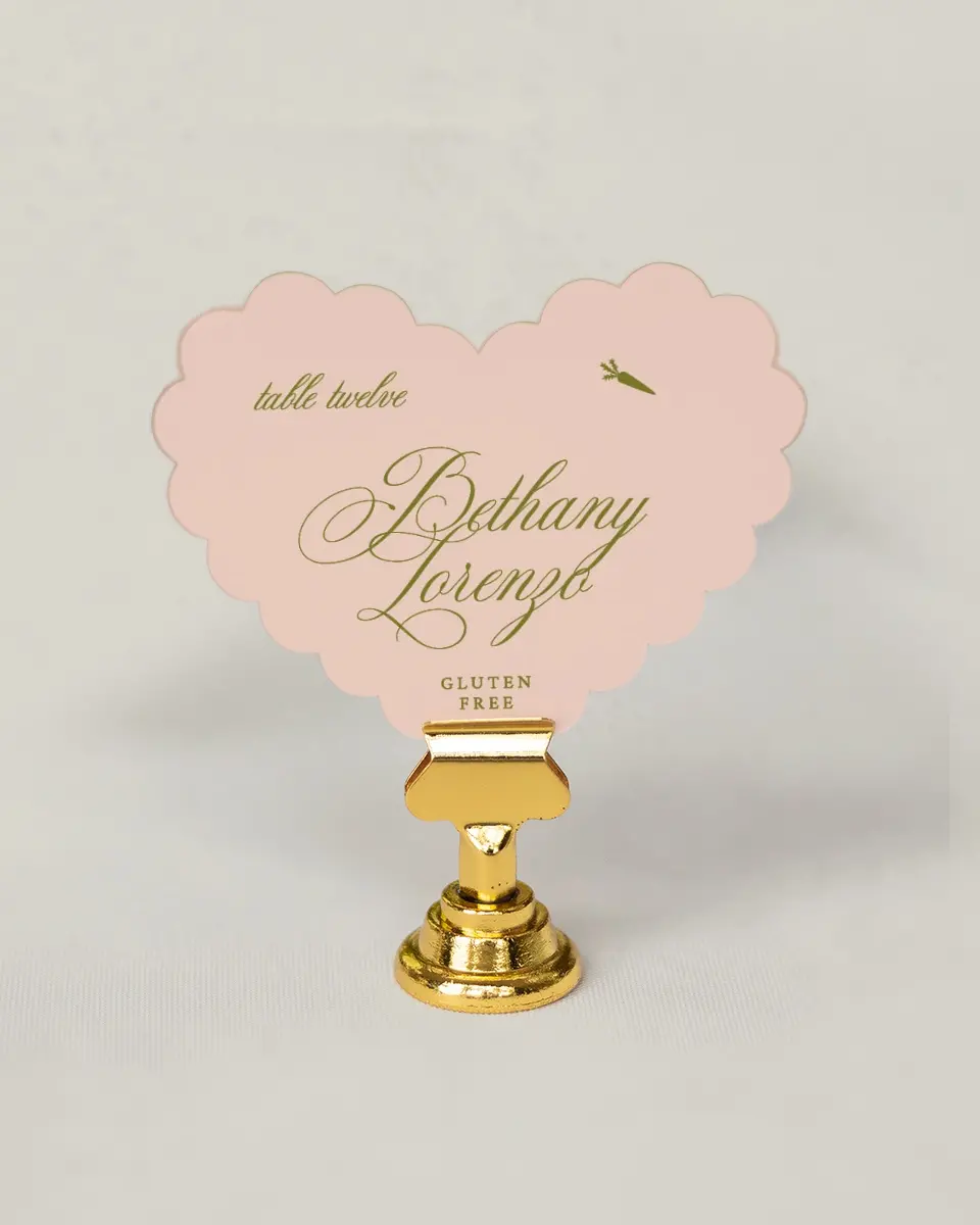 This is a 3" x 3.5" Wedding Place Card called Love Off Script printed in full color on Premium Smooth paper