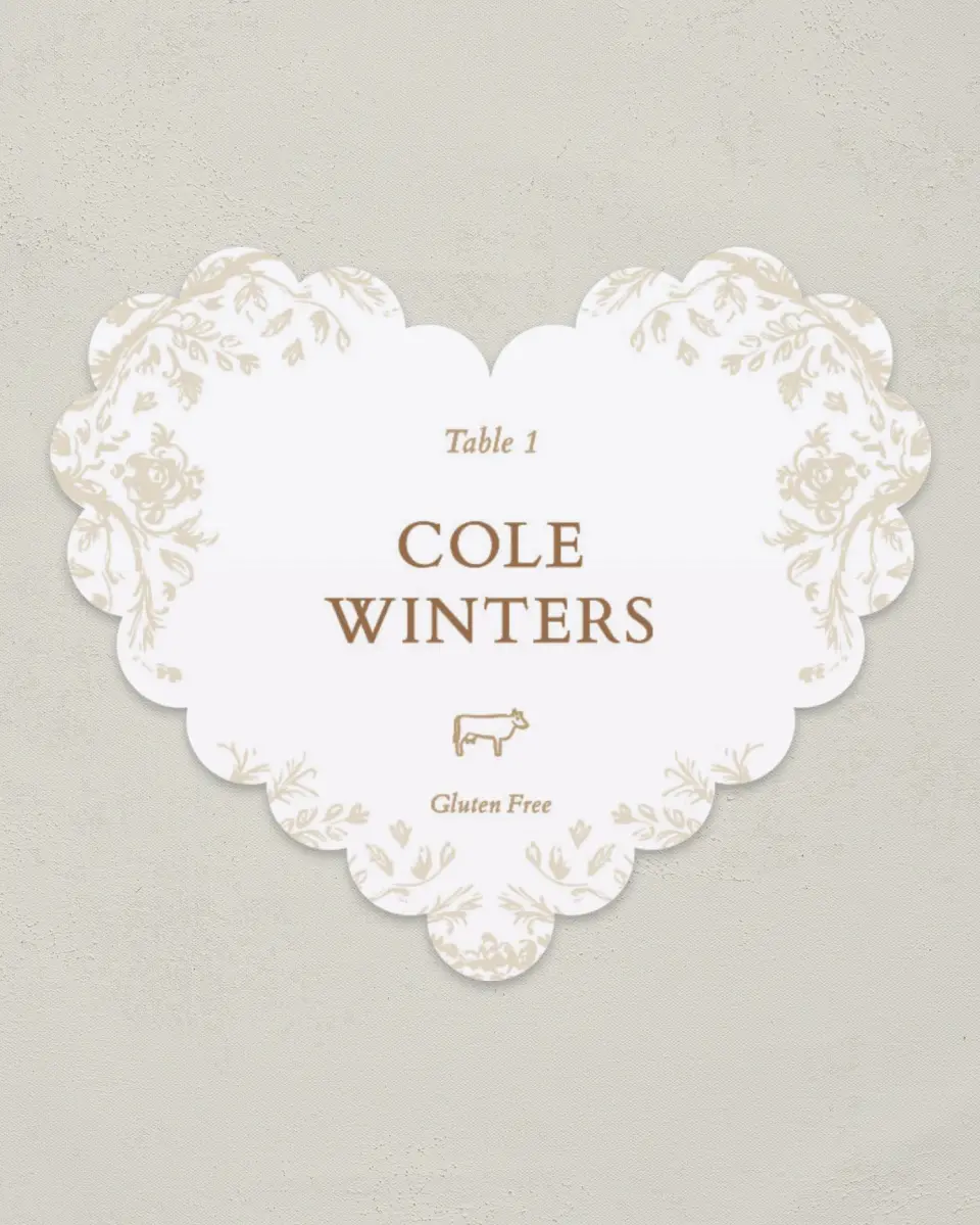 This is a 3" x 3.5" Wedding Place Card called Soft Branchlets printed in full color on Premium Smooth paper