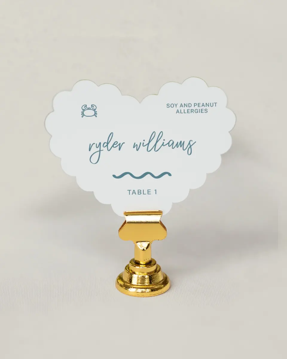 This is a 3" x 3.5" Wedding Place Card called I Hear Wedding Shells printed in full color on Premium Smooth paper