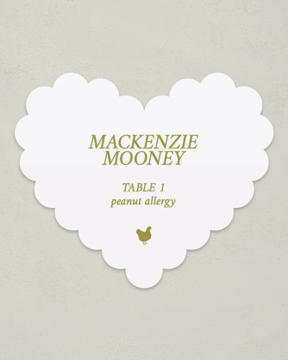 This is a 3" x 3.5" Wedding Place Card called Paradise in Bloom printed in full color on Premium Smooth paper