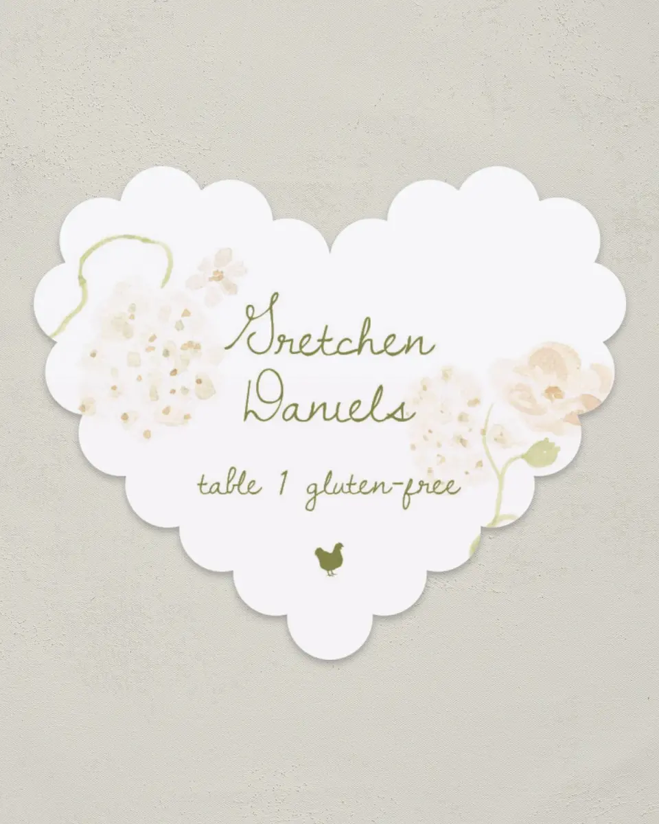 This is a 3" x 3.5" Wedding Place Card called Soft Garden Vows printed in full color on Premium Smooth paper