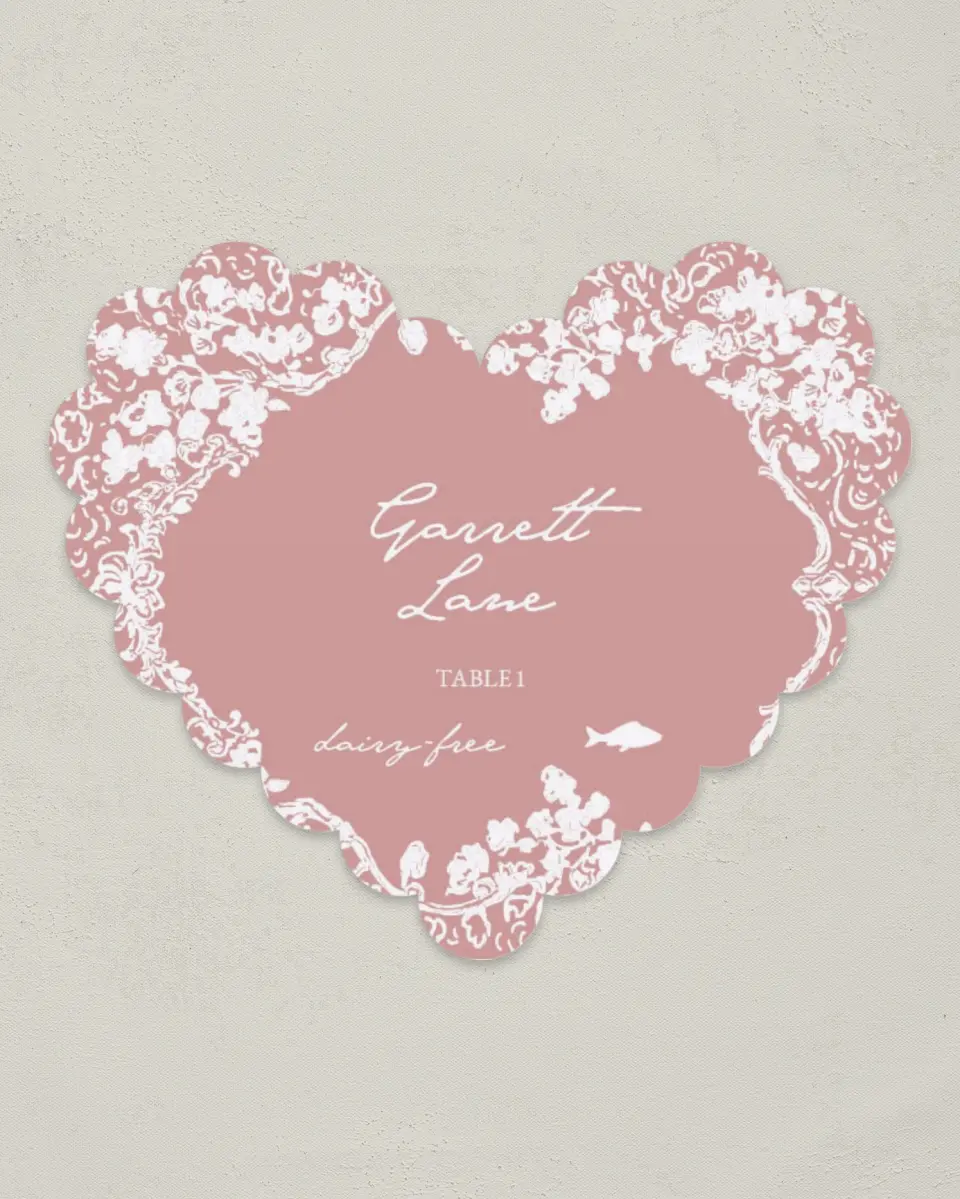 This is a 3" x 3.5" Wedding Place Card called Verdant Romance printed in full color on Premium Smooth paper