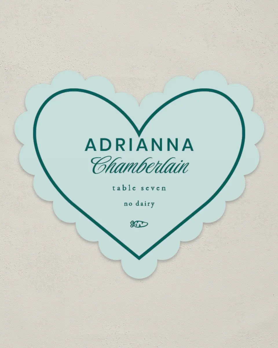 This is a 3" x 3.5" Wedding Place Card called Faithful Frame printed in full color on Premium Smooth paper