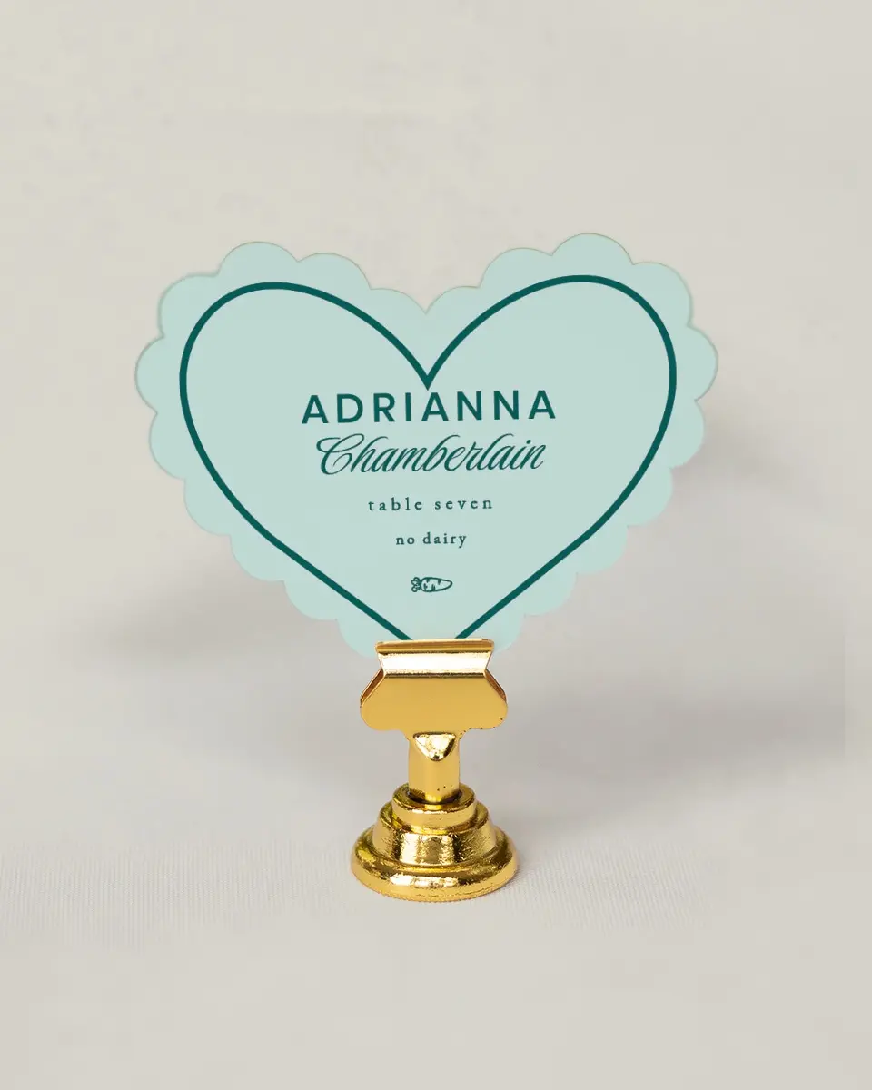 This is a 3" x 3.5" Wedding Place Card called Faithful Frame printed in full color on Premium Smooth paper