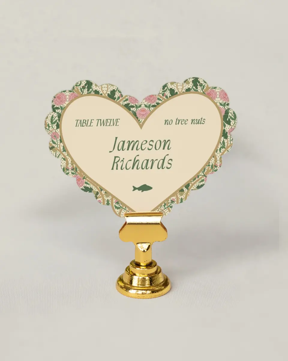 This is a 3" x 3.5" Wedding Place Card called Regal Garden printed in full color on Premium Smooth paper