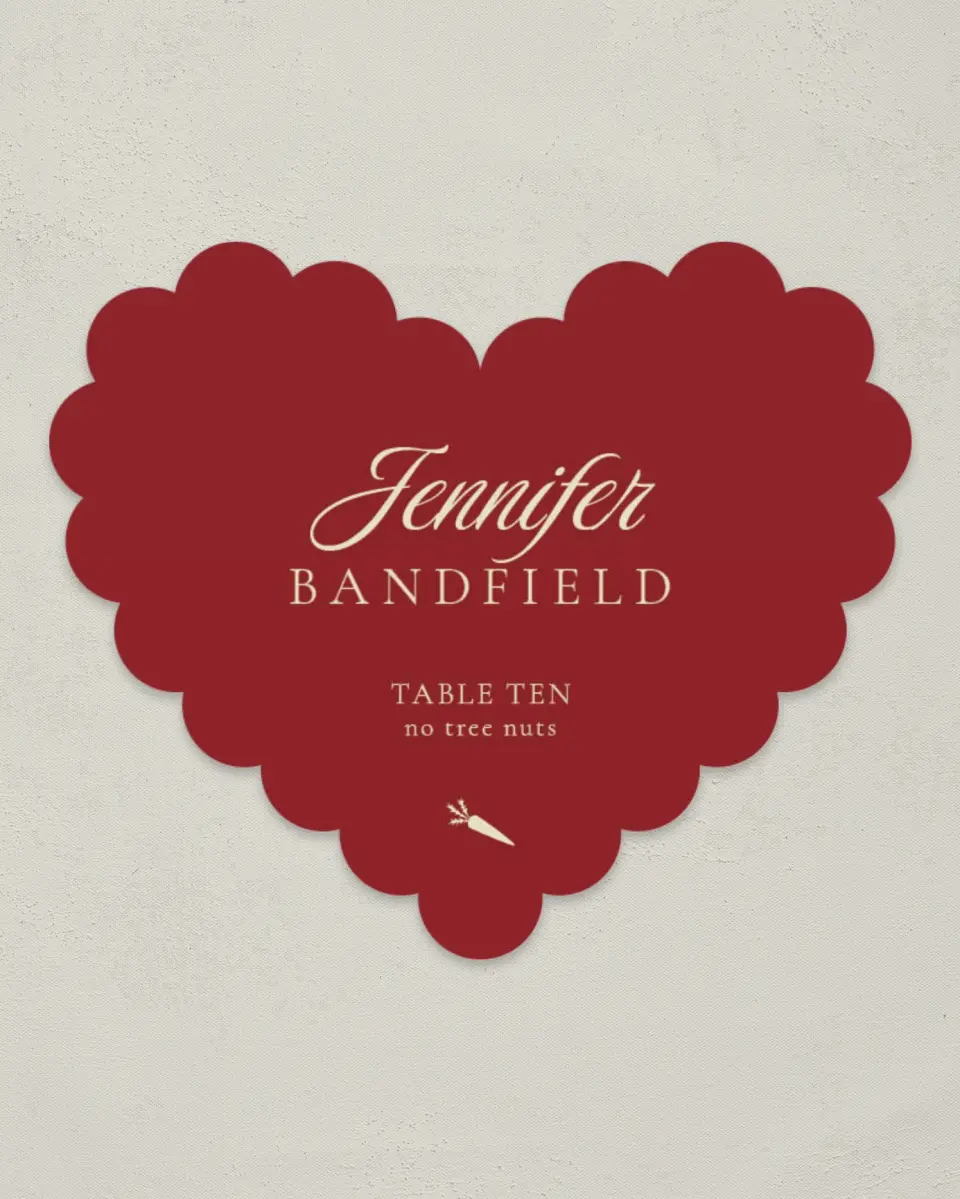 This is a 3" x 3.5" Wedding Place Card called Bloom & Crest printed in full color on Premium Smooth paper