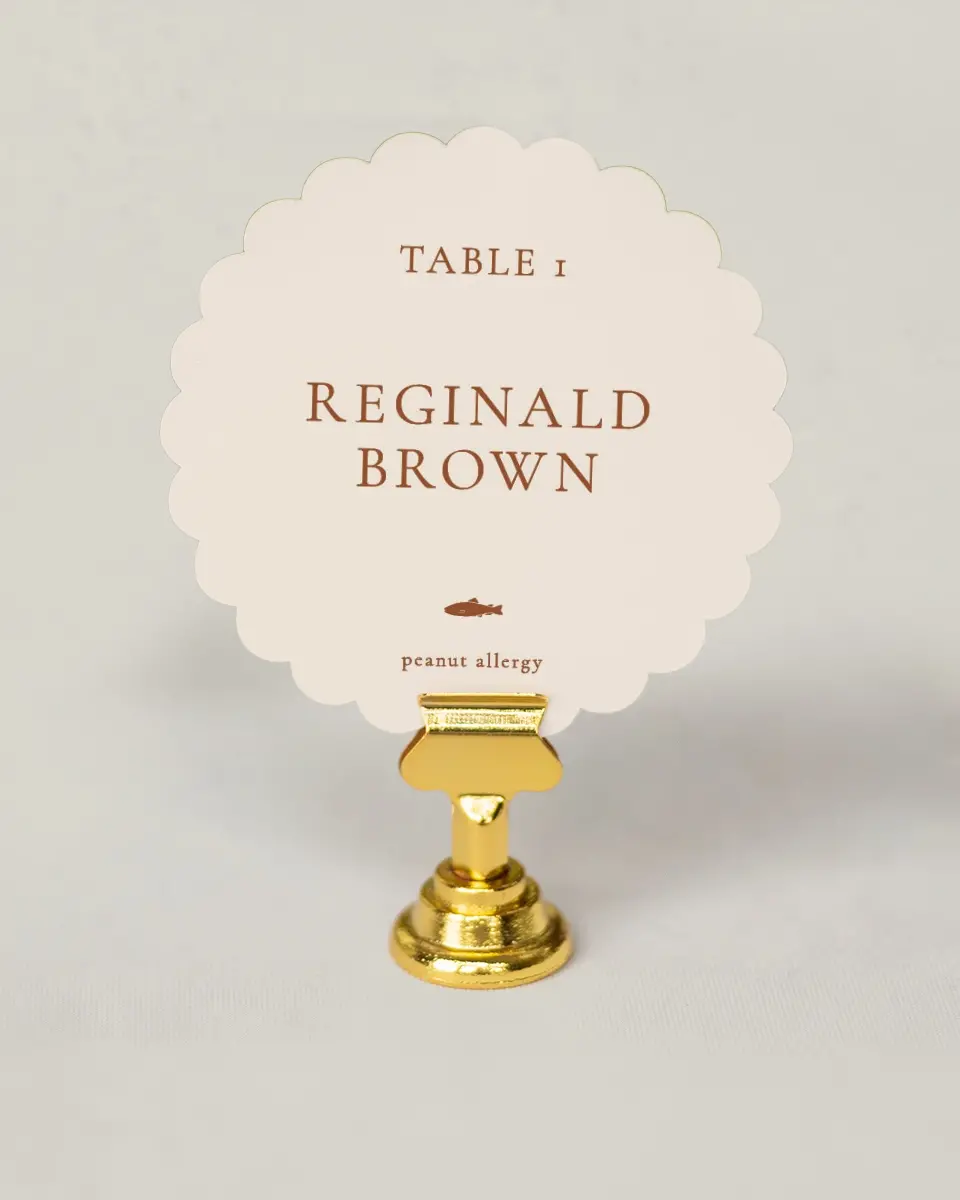 This is a 3.5" Circle Wedding Place Card called The Kyleigh printed in full color on Premium Smooth paper
