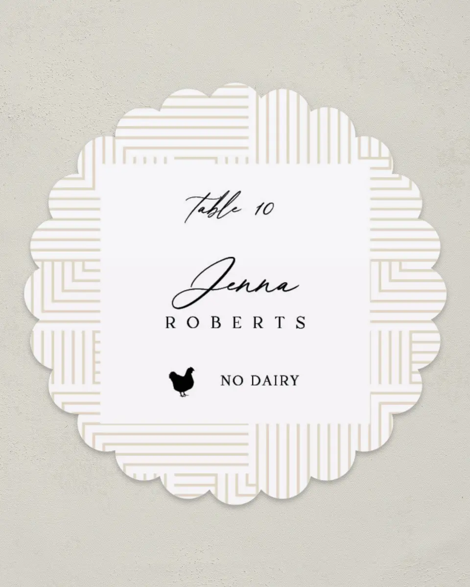 This is a 3.5" Circle Wedding Place Card called Love Maze printed in full color on Premium Smooth paper