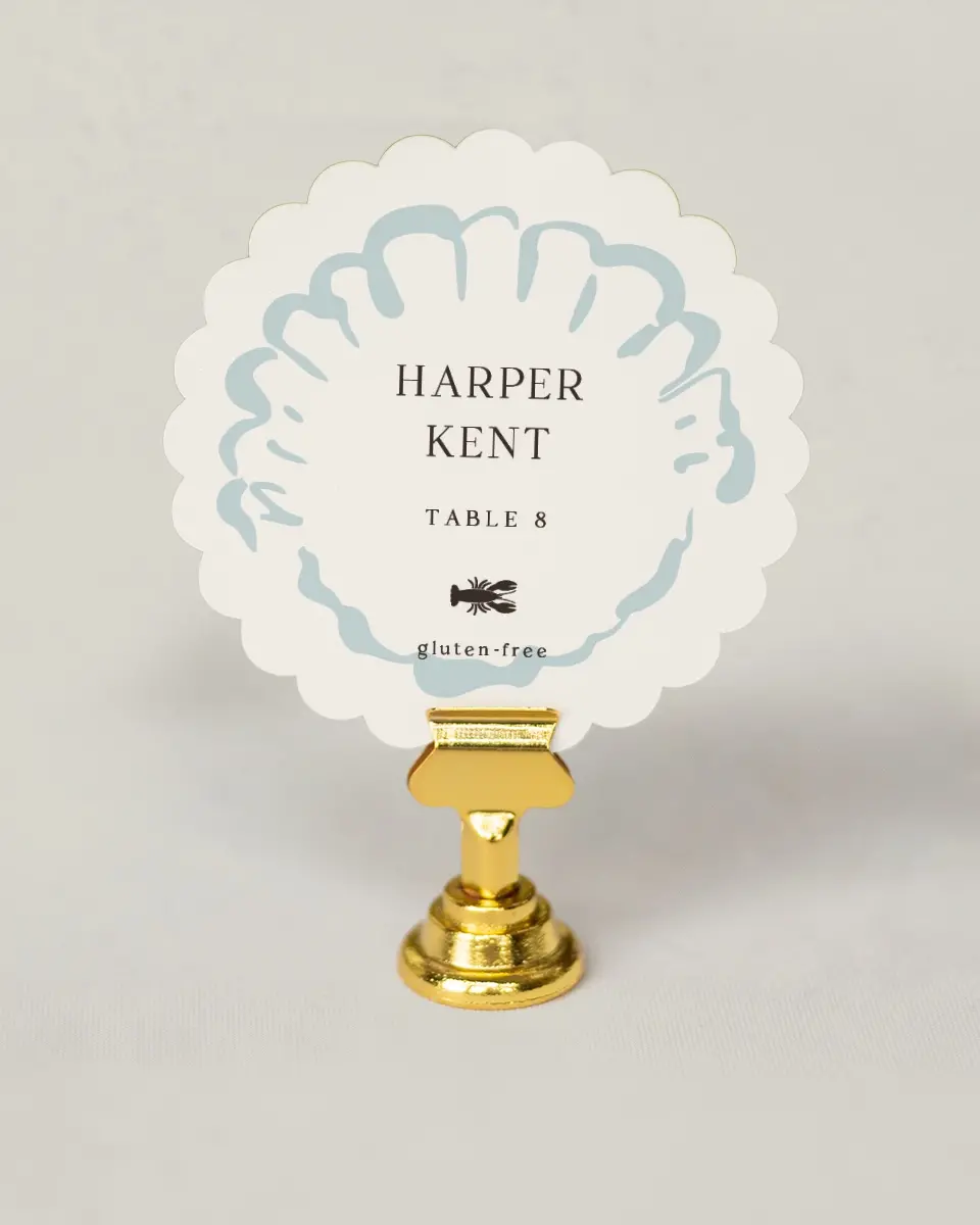This is a 3.5" Circle Wedding Place Card called Beacon of Love printed in full color on Premium Smooth paper