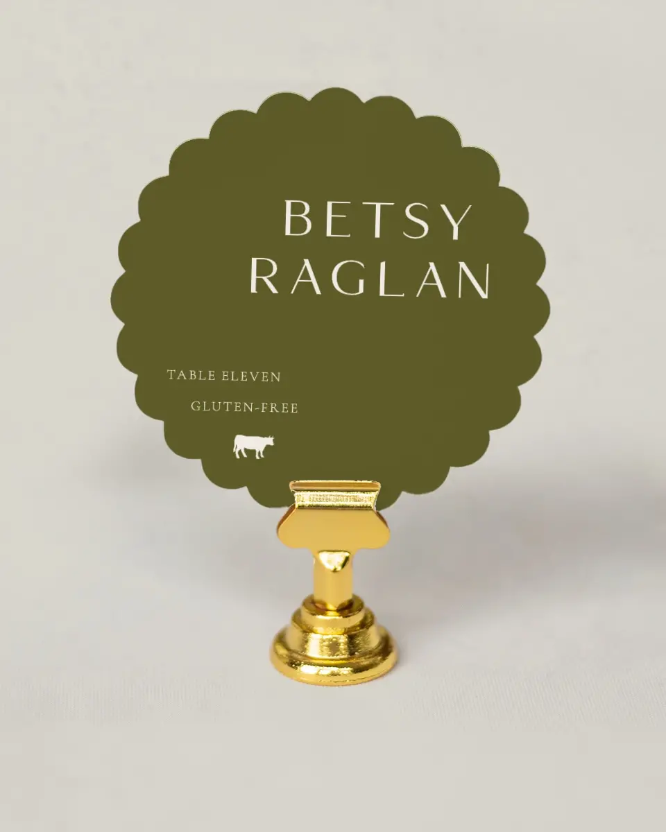 This is a 3.5" Circle Wedding Place Card called Delicate Love printed in full color on Premium Smooth paper