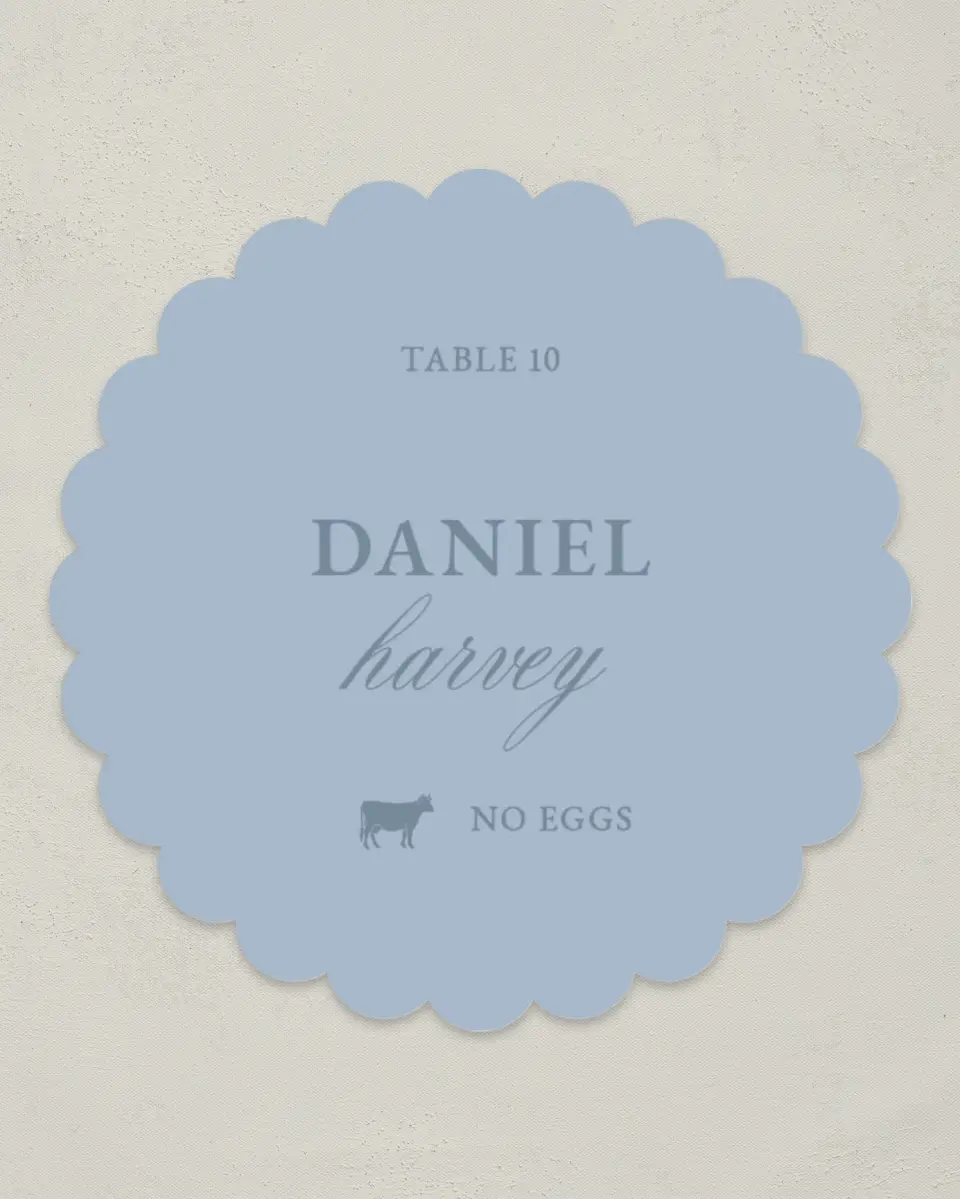 This is a 3.5" Circle Wedding Place Card called Pressed Petals printed in full color on Premium Smooth paper