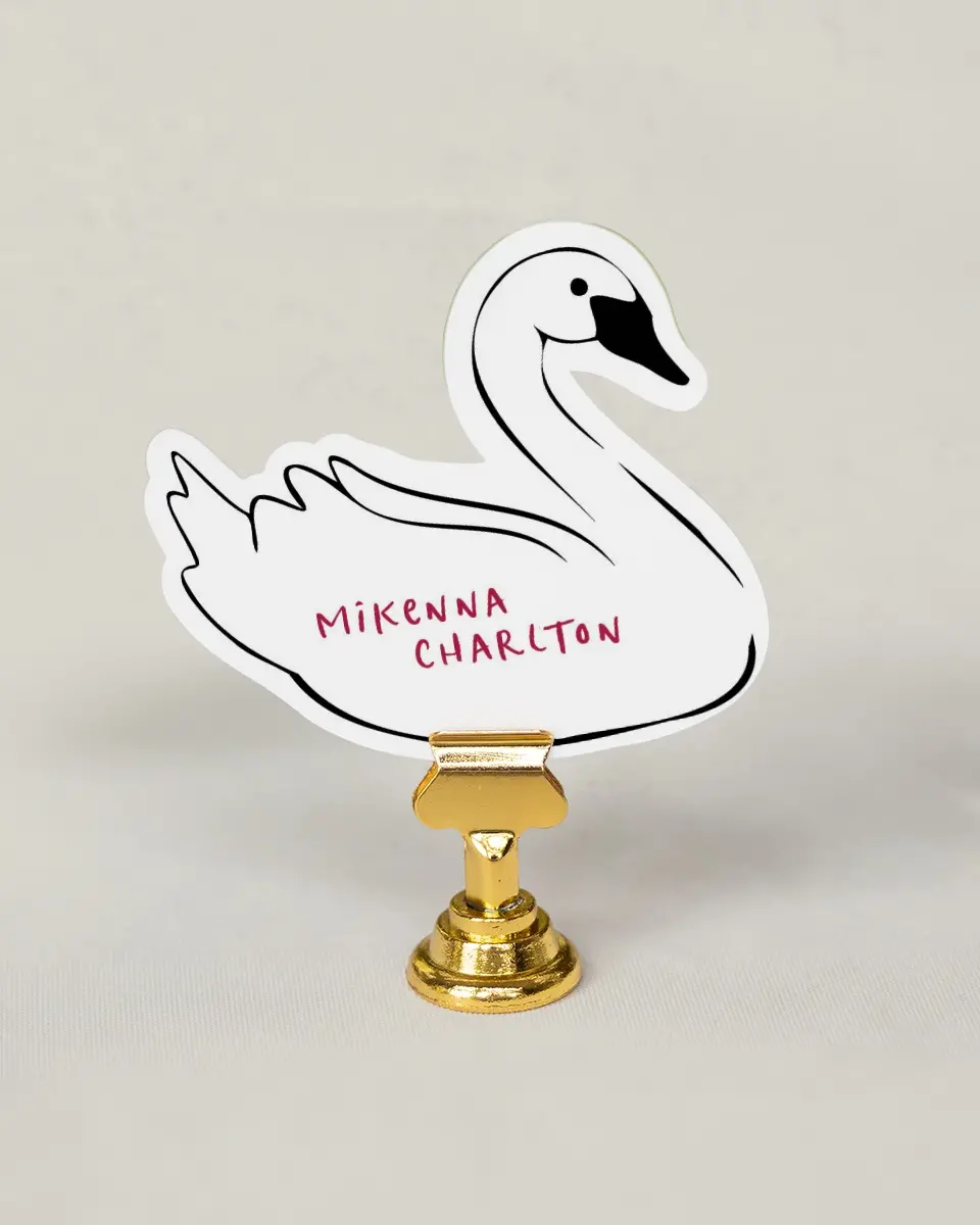 This is a 3.25" x 3.5" Wedding Place Card called Love Dove printed in full color on Premium Smooth paper