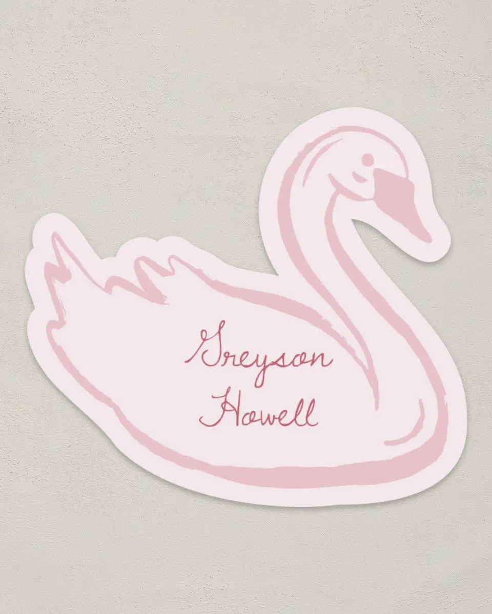 This is a 3.25" x 3.5" Wedding Place Card called Blushing Whimsy printed in full color on Premium Smooth paper