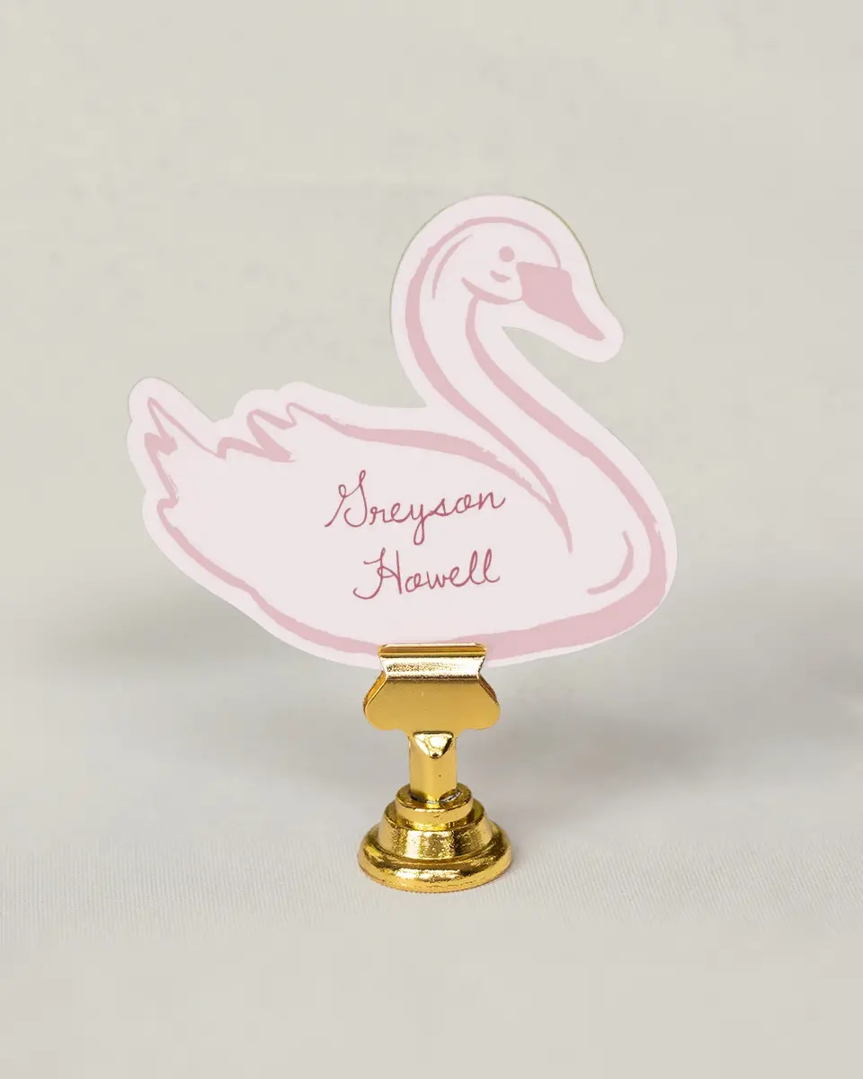 This is a 3.25" x 3.5" Wedding Place Card called Blushing Whimsy printed in full color on Premium Smooth paper