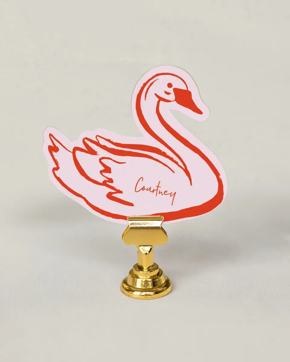 This is a 3.25" x 3.5" Wedding Place Card called Pretty in Pink printed in full color on Premium Smooth paper