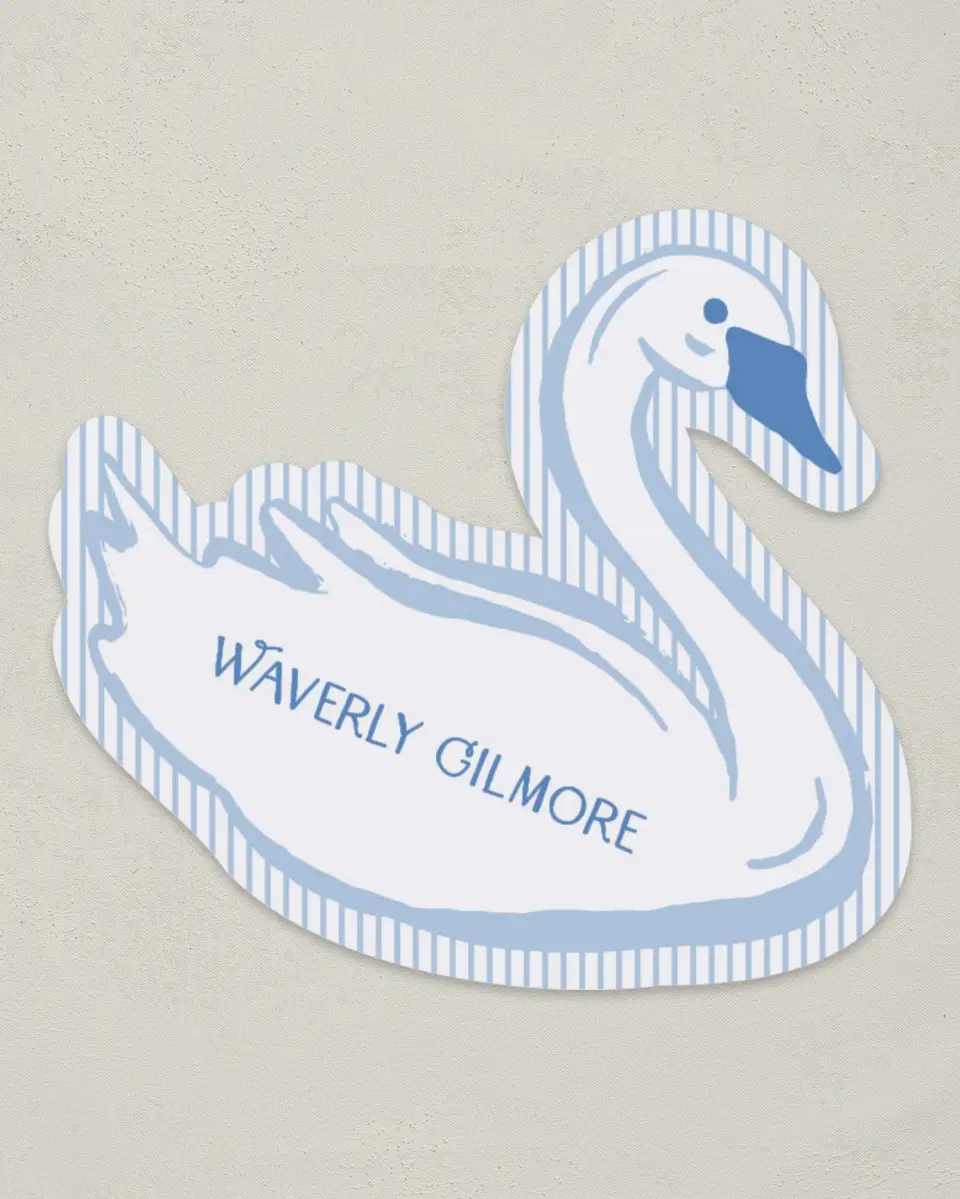 This is a 3.25" x 3.5" Wedding Place Card called Graceful Swan printed in full color on Premium Smooth paper
