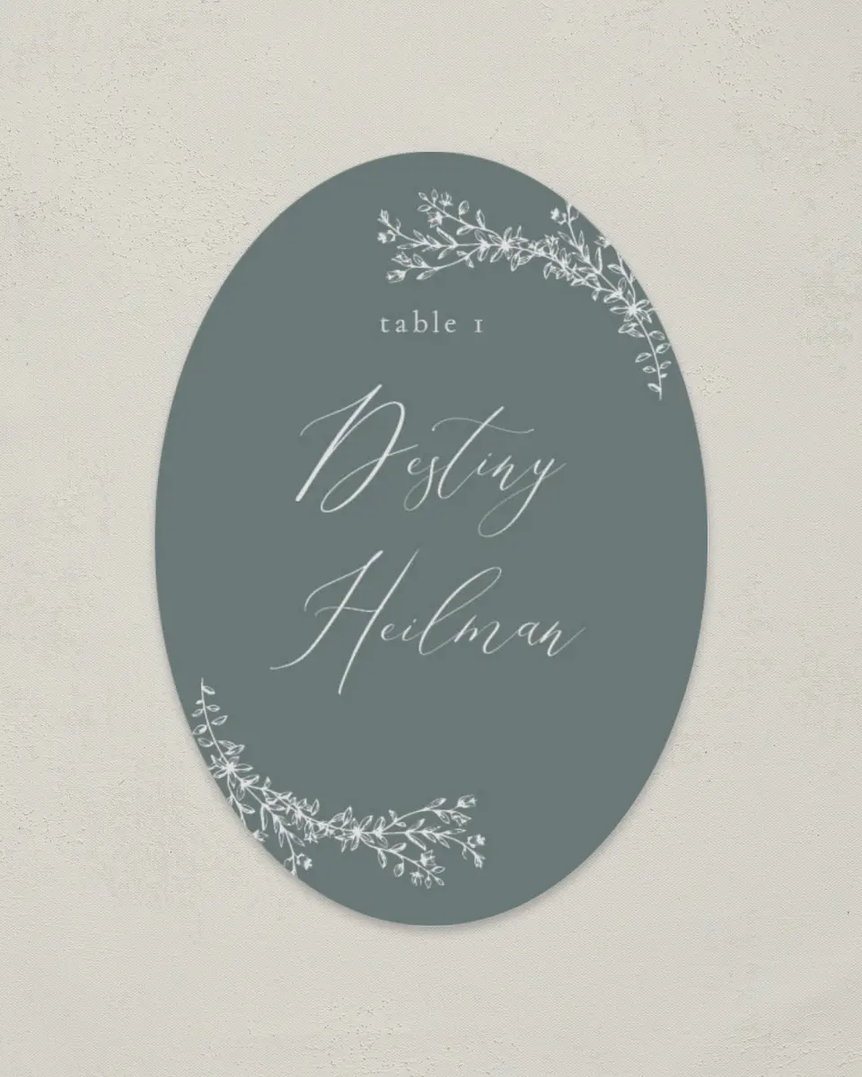 This is a 2.5" x 3.5" Wedding Place Card called Timeless Order printed in full color on Premium Smooth paper
