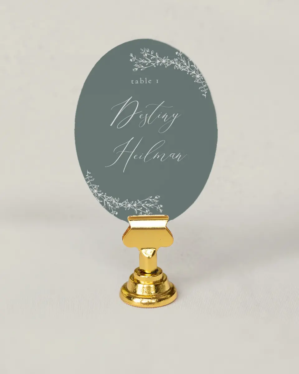 This is a 2.5" x 3.5" Wedding Place Card called Timeless Order printed in full color on Premium Smooth paper