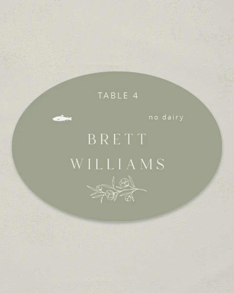 This is a 2.5" x 3.5" Wedding Place Card called The Jasmine printed in full color on Premium Smooth paper