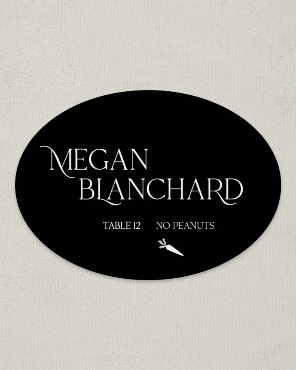 This is a 2.5" x 3.5" Wedding Place Card called The Lucy printed in full color on Premium Smooth paper