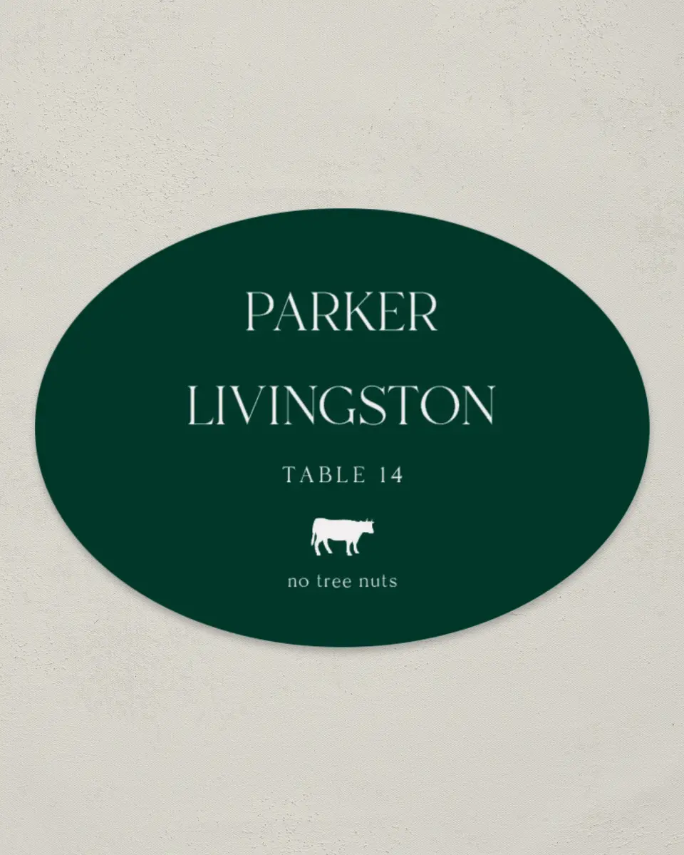 This is a 2.5" x 3.5" Wedding Place Card called The Olivia printed in full color on Premium Smooth paper