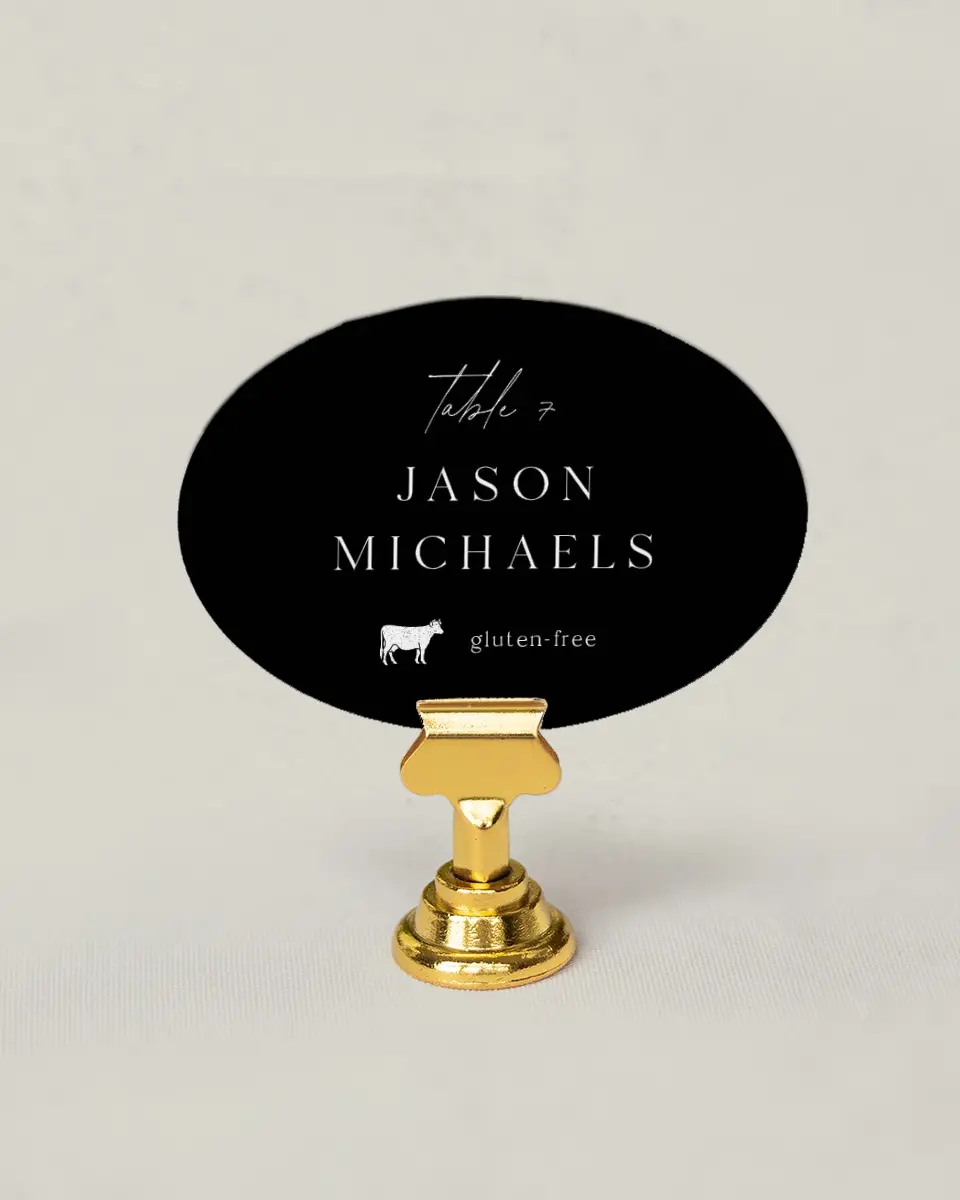 This is a 2.5" x 3.5" Wedding Place Card called Devoted Delight printed in full color on Premium Smooth paper