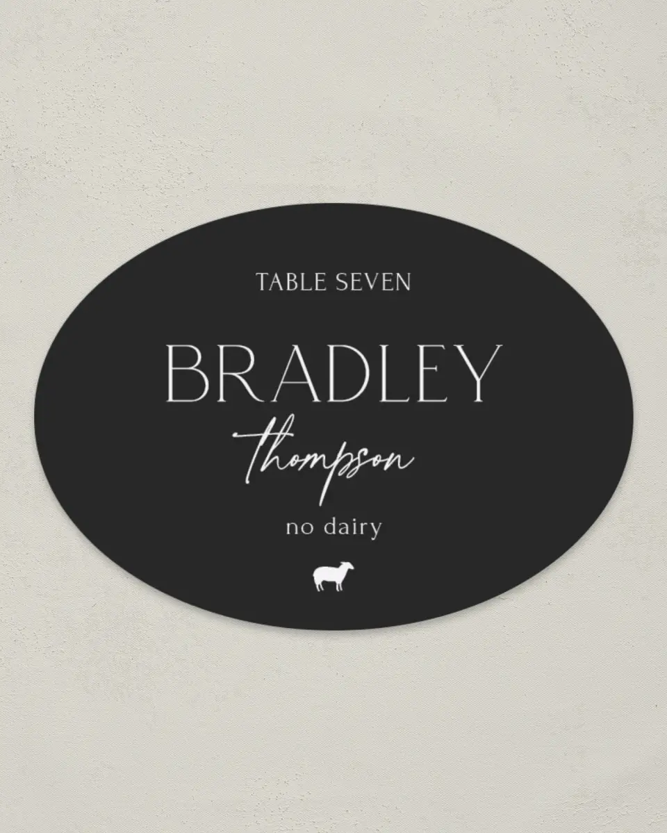 This is a 2.5" x 3.5" Wedding Place Card called The Caroline printed in full color on Premium Smooth paper