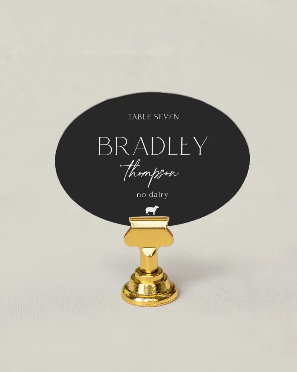 This is a 2.5" x 3.5" Wedding Place Card called The Caroline printed in full color on Premium Smooth paper