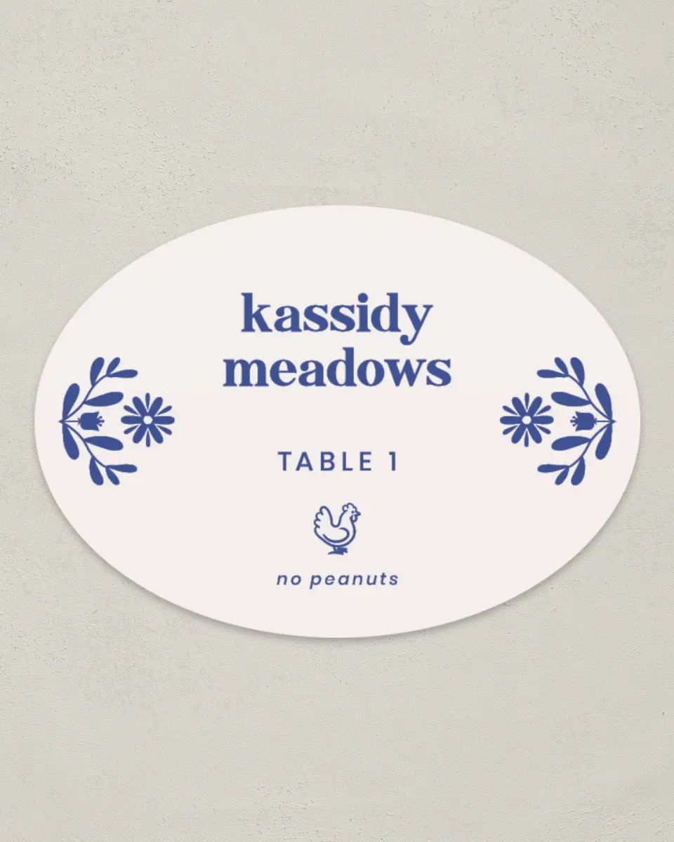 This is a 2.5" x 3.5" Wedding Place Card called The Kassidy printed in full color on Premium Smooth paper