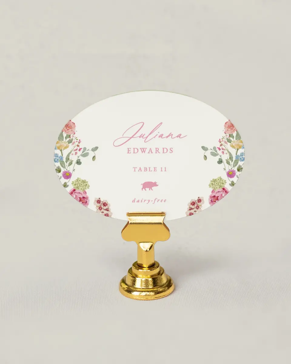 This is a 2.5" x 3.5" Wedding Place Card called The Florence printed in full color on Premium Smooth paper