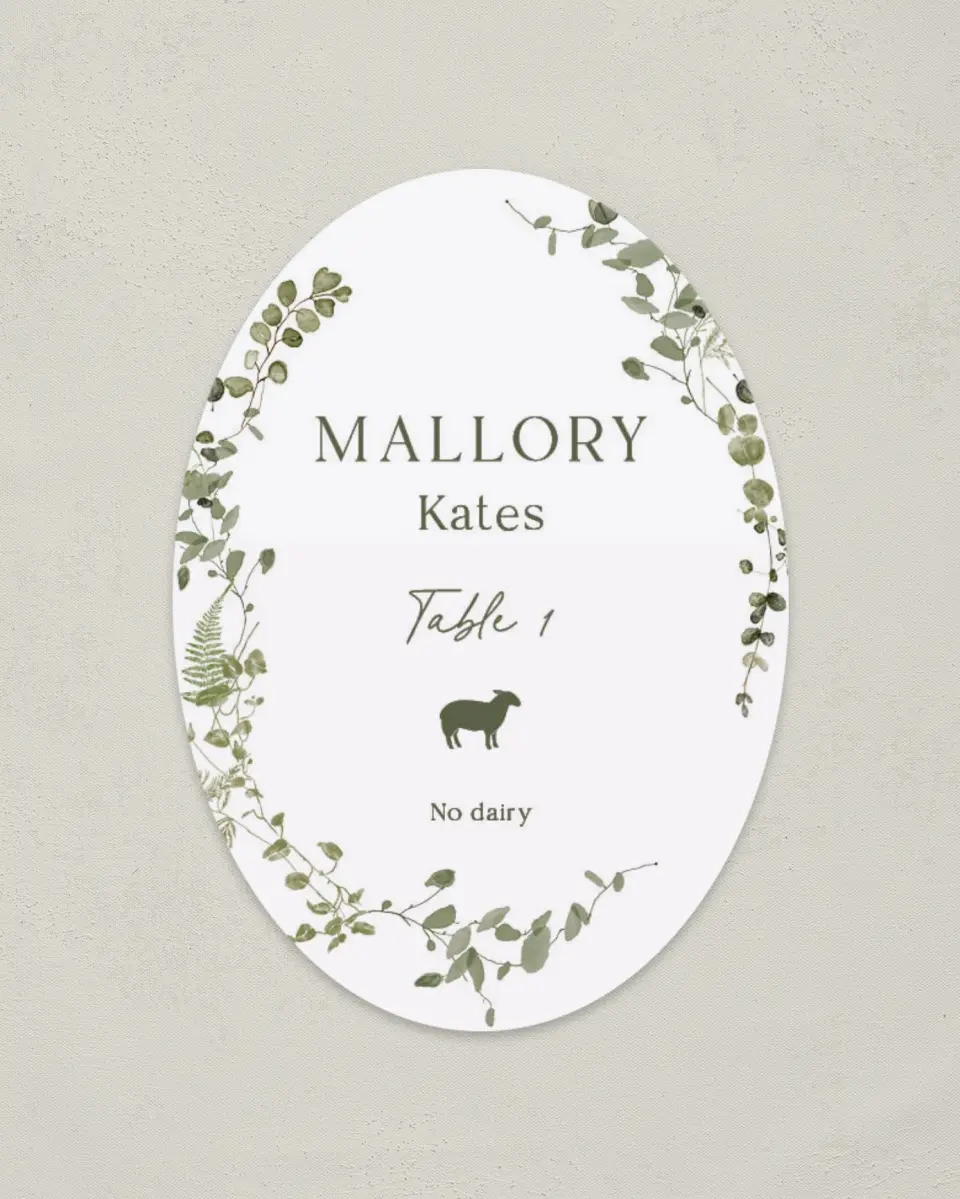 This is a 2.5" x 3.5" Wedding Place Card called The Hailey printed in full color on Premium Smooth paper