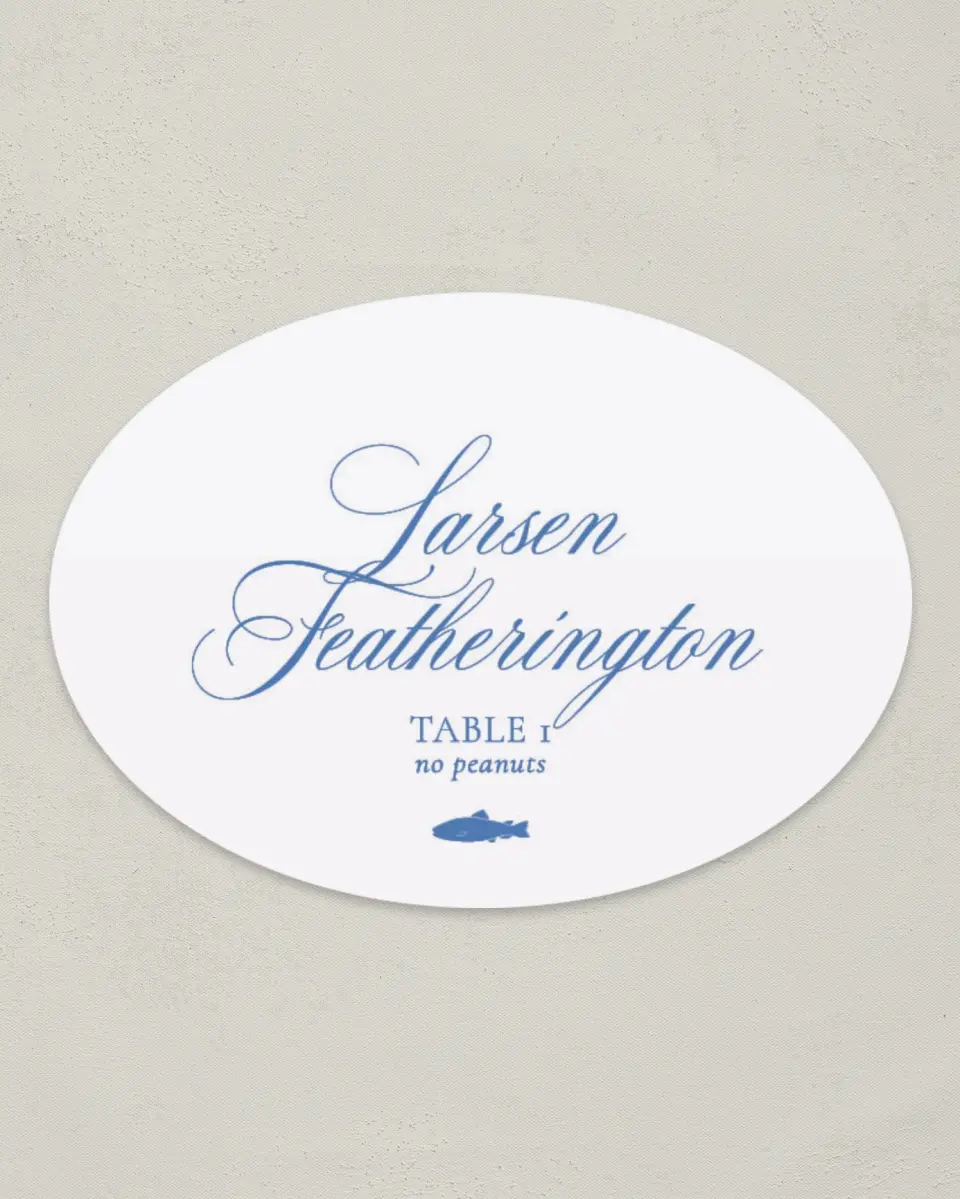 This is a 2.5" x 3.5" Wedding Place Card called Bradley printed in full color on Premium Smooth paper