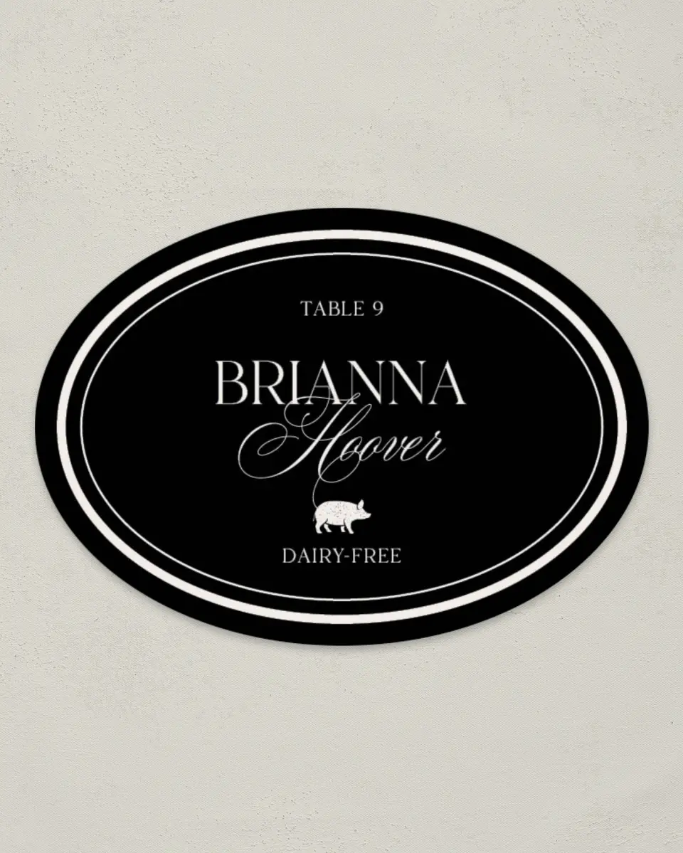 This is a 2.5" x 3.5" Wedding Place Card called Greenwich printed in full color on Premium Smooth paper