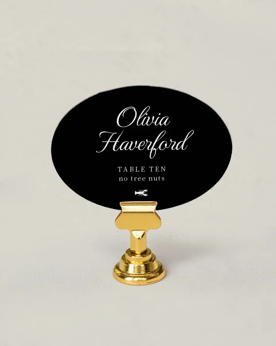 This is a 2.5" x 3.5" Wedding Place Card called Scarsdale printed in full color on Premium Smooth paper