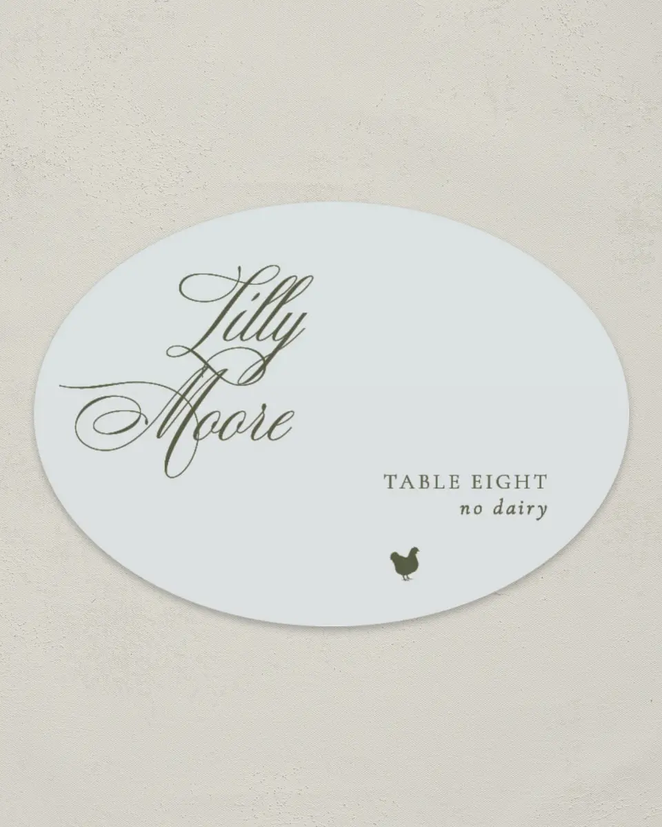 This is a 2.5" x 3.5" Wedding Place Card called Foxfire printed in full color on Premium Smooth paper
